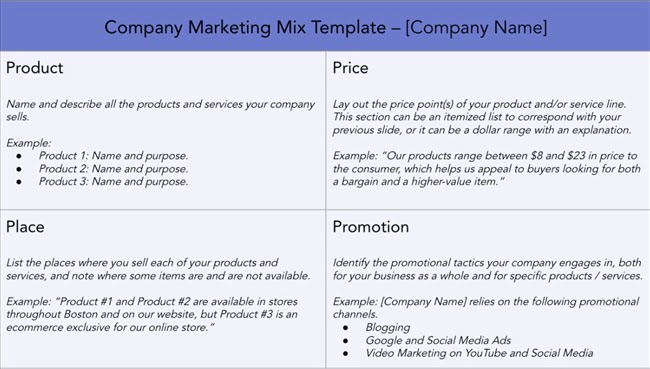 130513 marketing mix template company