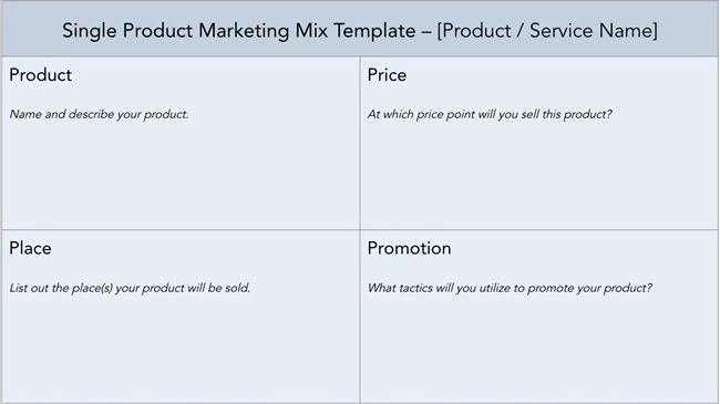 130553 marketing mix template single