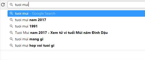 Gợi ý từ khóa từ Google search