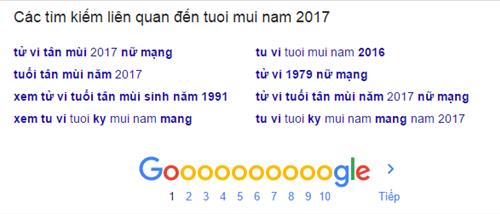 Gợi ý từ khóa phía cuối trang kết quả tìm kiếm